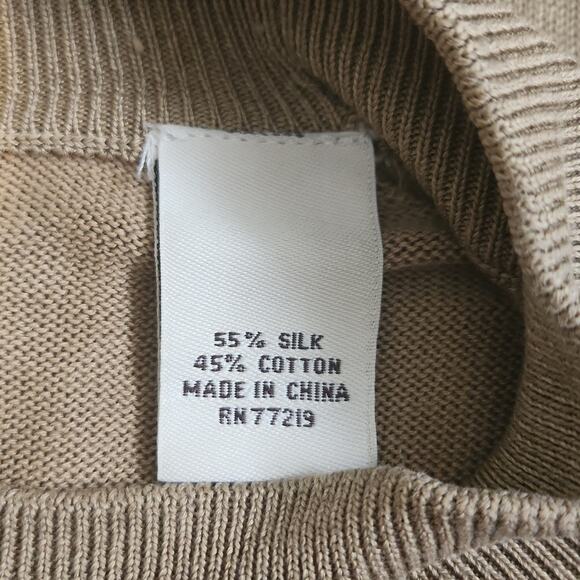 Pronto Uomo Mens Light Brown Mock Sweater SZ LG Silk Blend Pullover Lightweight - Picture 8 of 10